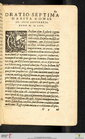 Oratio Septima. Habita Romae IV. IDVS Novembris. Anno M. D. LXV.