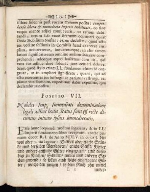 Positio VII. Nobiles Imp. Immediati denominatione legali adhuc hodie Status sunt & recte dicuntur intuitu ipsius Immedietatis.