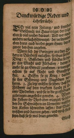 Denckwürdige Reden und Lehrsprüche.