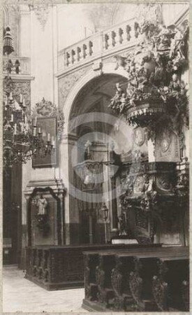 Kanzel im Langhaus der Wallfahrtskirche Albendorf