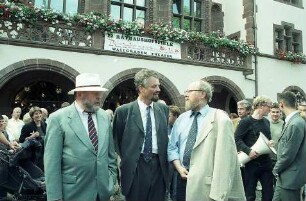 Freiburg im Breisgau: Bundestagspräsident Wolfgang Thierse in Freiburg [mit Gernot Erler]