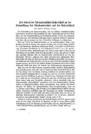 Der Anteil der sudetendeutschen Lehrerschaft an der Entwicklung des Werkunterrichts und der Arbeitsschule
