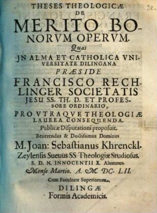 Theses theol. de merito bonorum operum