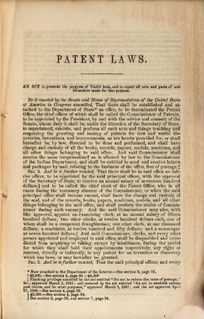 Patent laws. 1861, März