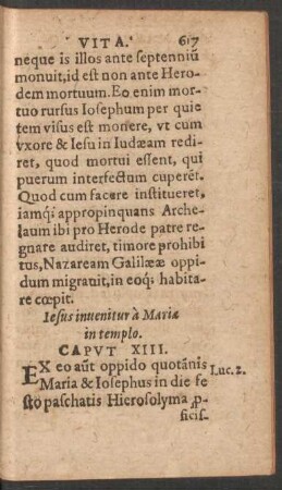 Iesus invenitur a Mariae in templo. Caput XIII.