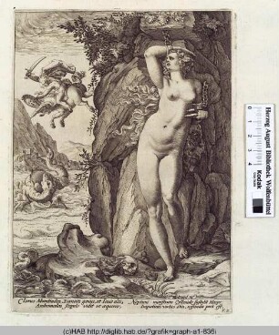 Die an einen Fels geschmiedete Andromeda und der Kampf zwischen Ketos und Perseus
