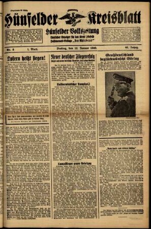 Erste Ausgabe vom Freitag, den 12. Januar 1940.
