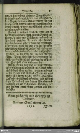 Ehrengedächtniß und Grabschrift Cassandri