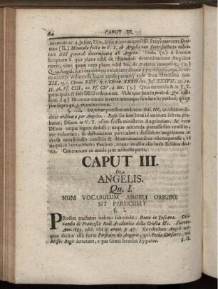 Caput III. De Angelis.