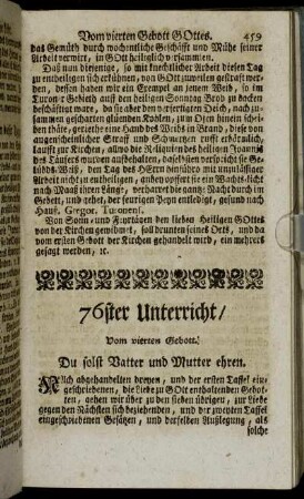 76ster Unterricht / Vom vierten Gebott. - 80ster Unterricht / Vom sechsten und neunten Gebott.