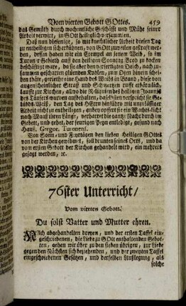76ster Unterricht / Vom vierten Gebott. - 80ster Unterricht / Vom sechsten und neunten Gebott.