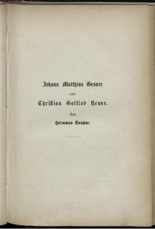 Johann Matthias Gesner und Christian Gottlob Heyne