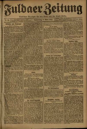 Erste Ausgabe vom Donnerstag, den 09. März 1922.