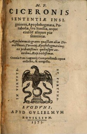 M. T. Ciceronis sententiae insigniores