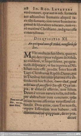 Disquisitio XI. An quicquid non est Nihil, necessariò sit Ens