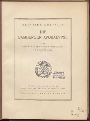 Die Bamberger Apokalypse : eine Reichenauer Bilderhandschrift vom Jahre 1000