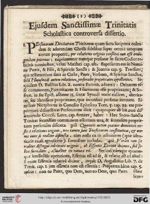 Ejusdem Sanctissimae Trinitatis