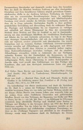 253-254 [Rezension] Färber, Karl, Neues Brevier zum inneren Leben