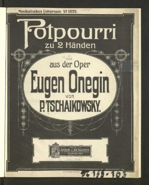 Potpourri zu 2 Händen aus der Oper Eugen Onegin