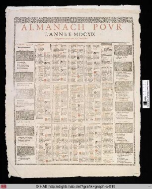 Almanach Pour L'Annee MDCXIX