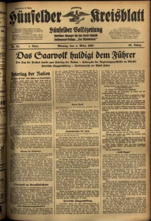 Erste Ausgabe vom Montag, den 04. März 1935.