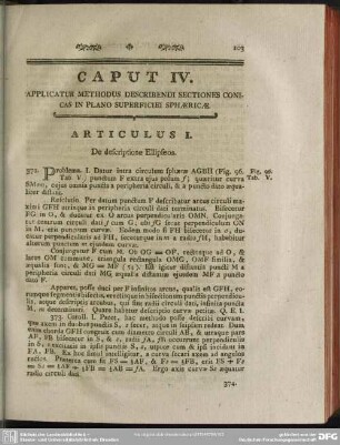 Caput IV. Applicatur Methodus Describendi Sectiones Conicas In Plano Superficiei Sphaericae