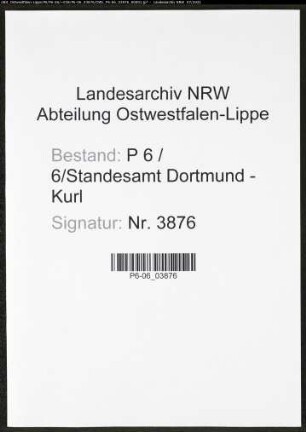 Heiratsregister Standesamt Dortmund-Kurl (XV)