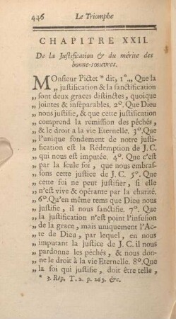 Chapitre XXII. De la Justification & du mérite des bonne-soeuvres.