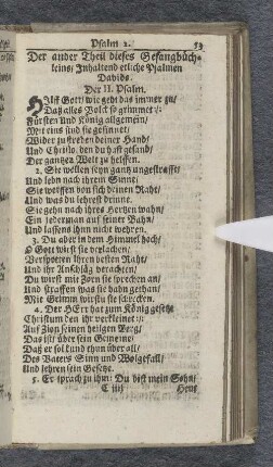Der ander Theil dieses Gesangbüchleins / Inhaltend etliche Psalmen Davids.
