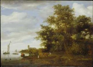 Flusslandschaft mit einer Fähre