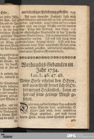 Weyhnachts-Gedancken im Jahr 1734.