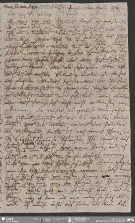 Eigenh. Brief von Dorothea von Schlegel an Charlotte Ernst, Paris, 06.04.1804