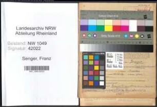 Entnazifizierung Franz Senger , geb. 01.06.1890 (Beamter)