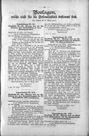 Vorlagen welche nicht für die Oeffentlichkeit bestimmt sind., 22. März 1899