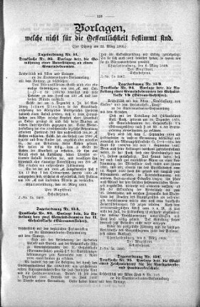 Vorlagen welche nicht für die Oeffentlichkeit bestimmt sind., 22. März 1899
