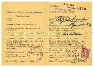 Bescheinigung über die Genehmigung einer Reise von Berlin nach Anklam (deutsch und russisch)