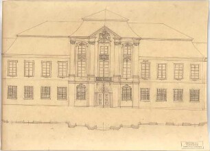 ohne Verfasserangabe; Eichstätt (Bayern); Bauaufnahmen (Bayerisches Denkmälerarchiv), Akademischer Architektenverein, München - Gebäude (Teilgrundriss, Teilansicht)