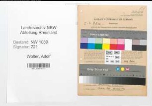 Entnazifizierung Adolf Wolter , geb. 24.07.1920 (Polizist)