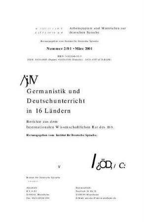 Germanistik und Deutschunterricht in 16 Ländern : Berichte aus dem Internationalen Wissenschaftlichen Rat des IDS