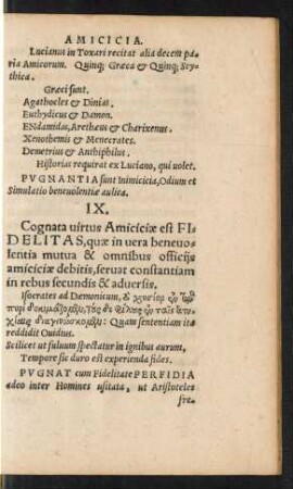 IX. Cognata virtus Amiciciae est Fidelitas ...