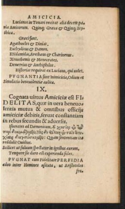 IX. Cognata virtus Amiciciae est Fidelitas ...