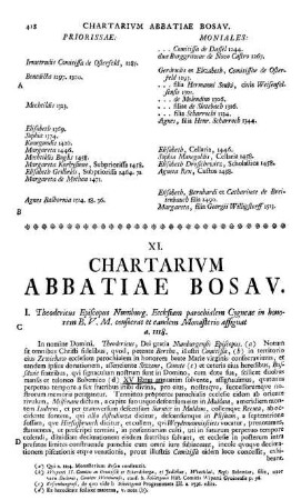 XI. Chartarium Abbatiae Bosau.