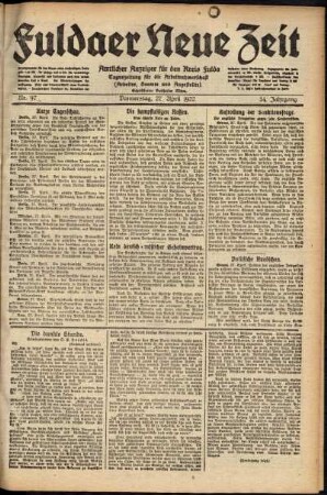 Ausgabe vom Donnerstag, den 27. April 1922.