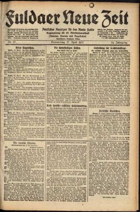 Ausgabe vom Donnerstag, den 27. April 1922.