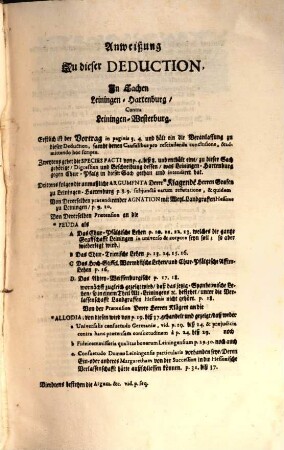 Deductio Iuris et Facti : Graf Leiningen-Hartenburg contra Leiningen-Westerburg