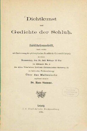 Dichtkunst und Gedichte der Schluh