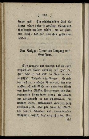 Aus Knigge: Ueber den Umgang mit Menschen.