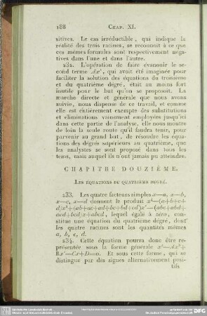 Chapitre douzième. Les Équations du quartrième dégré