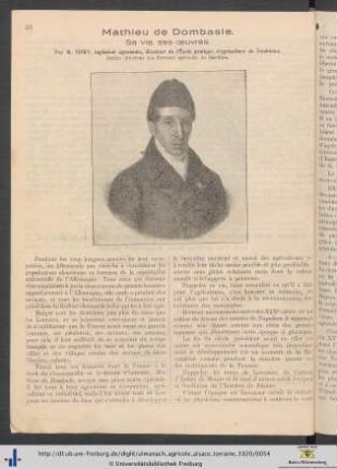 Mathieu de Dombasle. Sa vie, ses œuvres.