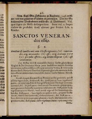 § 8. Sanctos Venerandos esse